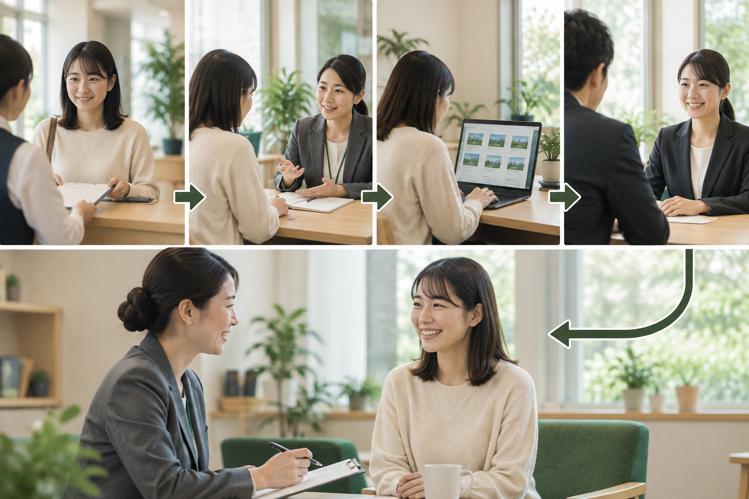 ハローワークとは｜求人検索・職業相談・手続きの使い方の仕組みを順番に示した説明画像